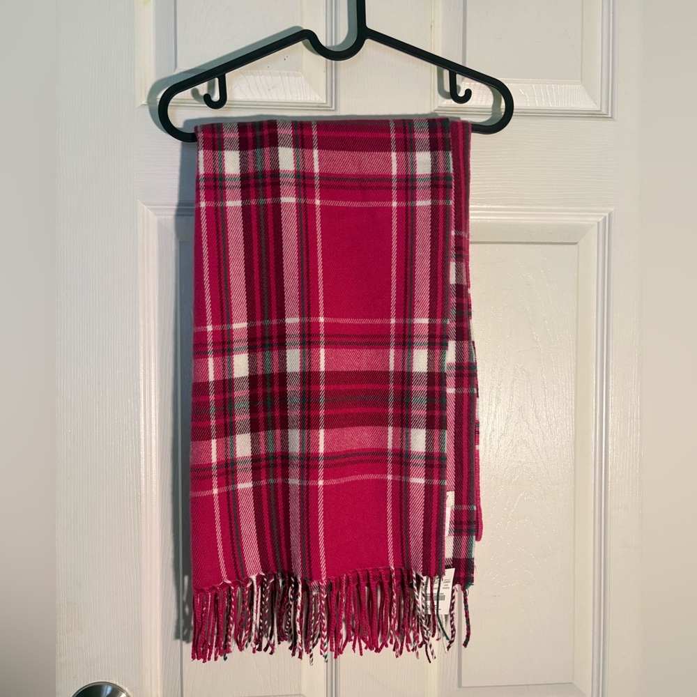 J. Crew Pink and Black Plaid Scarf/Shawl
